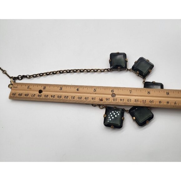 J. Crew Chunky Black Smoky Gray Square Acrylic Faceted Statement Bib Necklace - Picture 5 of 7